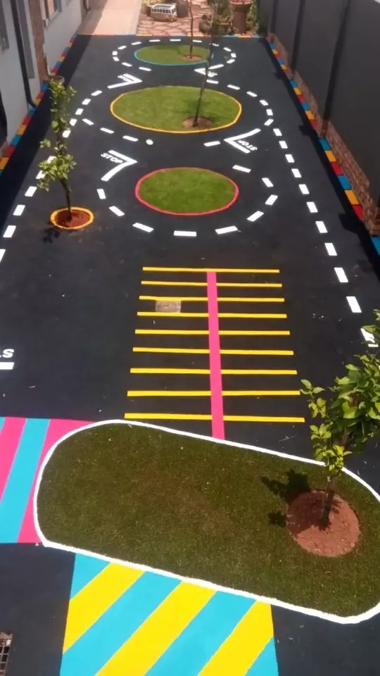 pre-school playground with artificial grass